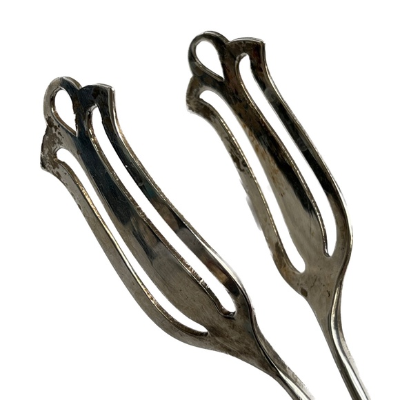 Vintage Tongs Pastry Dessert Salad All Purpose Shefield England EPNS A1 8" Long - Picture 5 of 8